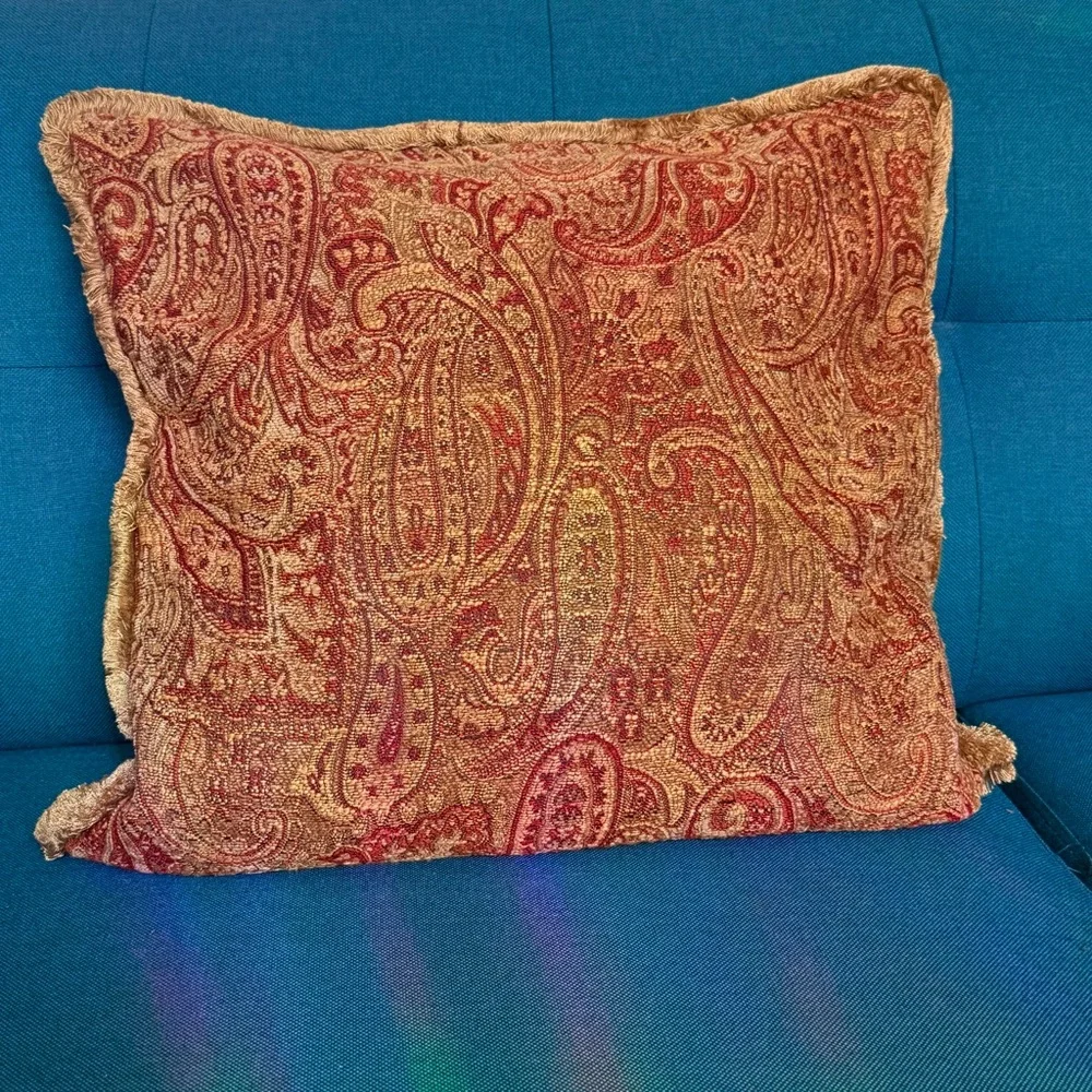 Restoration Hardware Italian paisley tapestry fringe pillow sham